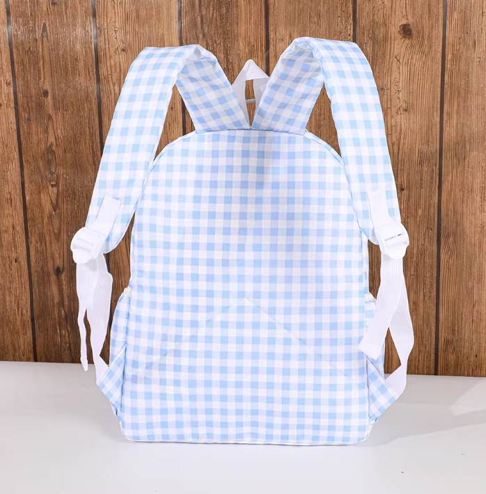 Blue Gingham Back Pack and Lunch bag